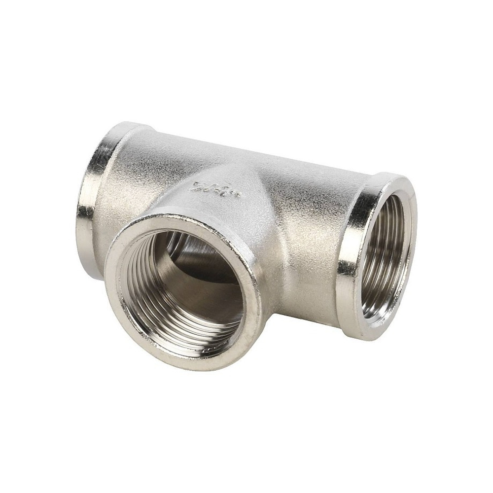 Тройник с внутренней резьбой STOUT SFT 0020 - 3/4" (для стальных труб, латунь никелированная)