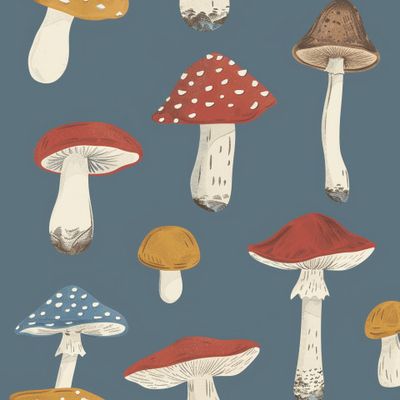 Грибы на серо-голубом фоне