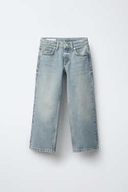 ZARA ДЖИНСЫ ШИРОКОГО КРОЯ, СИНИЙ