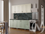 Кухня Вильма 2.0м (корпус белый/айвори; васаби) 26мм кастилло темный