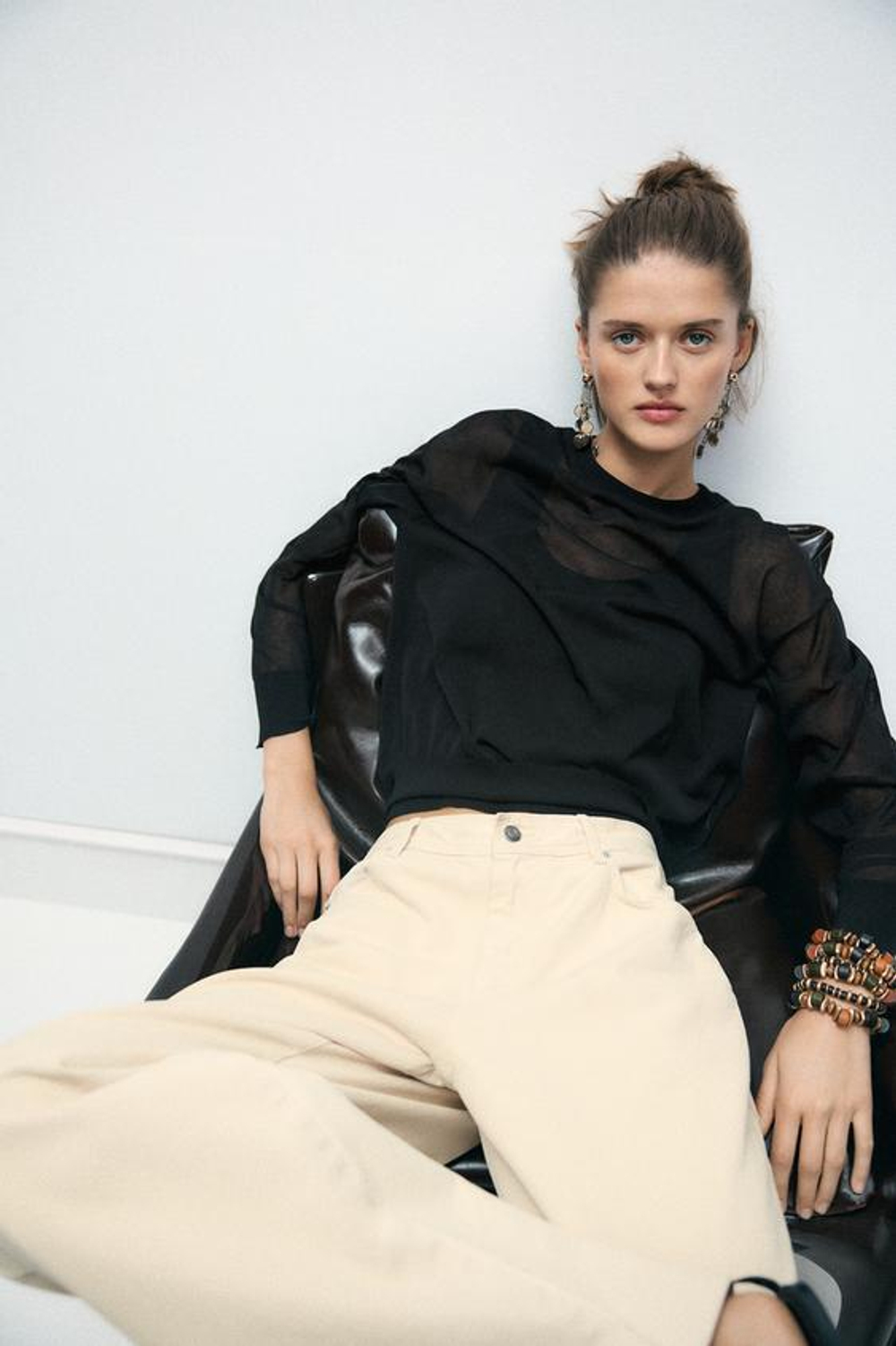 ZARA ДЖИНСЫ RELAXED FIT СО СРЕДНЕЙ ПОСАДКОЙ — LIMITED EDITION, ЭКРЮ