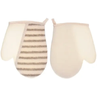 Мочалка - варежка массажная «SANTA MONIKA - BOKALLI», цвет белый / серый, 22*18см (зип пакет и наклейка Ultramarine)✦