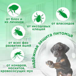 Капли от блох, клещей, вшей, власоедов, а так же кровососущих мух и комаров для собак 10-25 кг Атакса (KRKA), 1 пипетка Имидаклоприд/Перметрин
