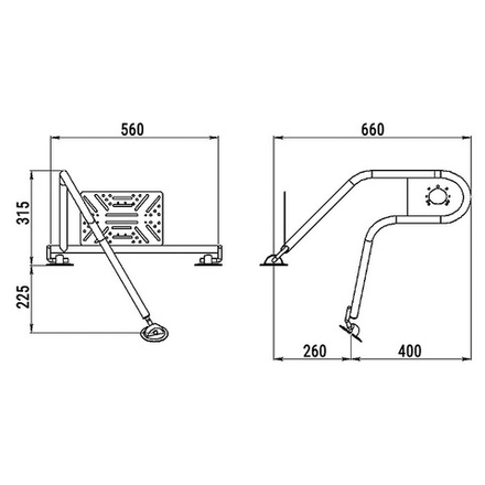 Стойка рулевая с креплением на баллон надувной лодки  25мм