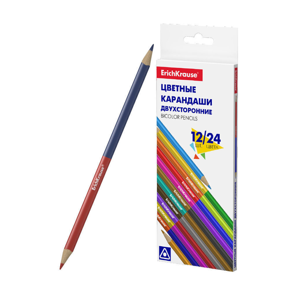 Карандаши цвет. двусторонние 12шт./  Bicolor 24цв. Erich Krause Basic трехгранные