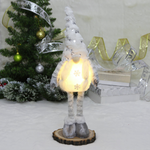 Сувенир новогодний "Лесовичок - Веселье" 47*9 см, Серебро (с подсветкой) (Серпантин)