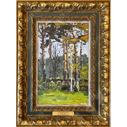 Петровичев Пётр Иванович. Сосновый лес. 1906 г. Холст на картоне, масло