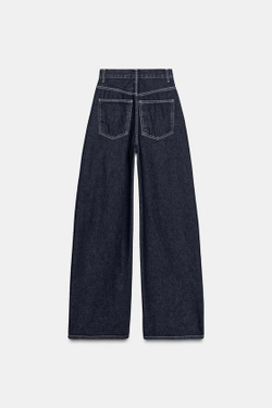 ZARA ДЖИНСЫ TRF EXTRA WIDE LEG С ВЫСОКОЙ ПОСАДКОЙ, ТЕМНЫЙ ИНДИГО