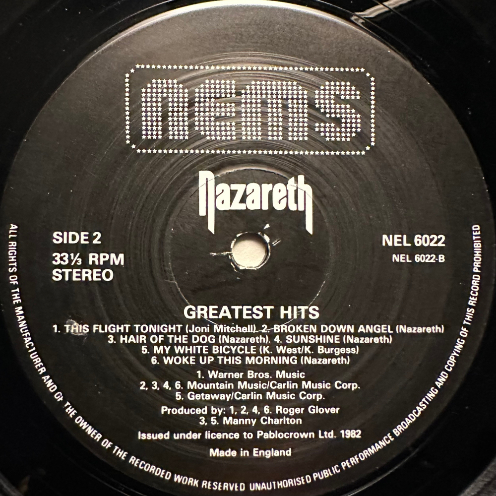 Nazareth ‎– Greatest Hits (Англия 1982г.)