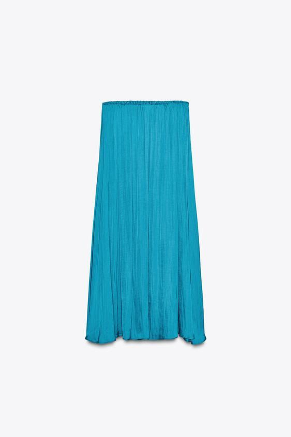 ZARA АТЛАСНАЯ ЮБКА МИДИ, СИНИЙ