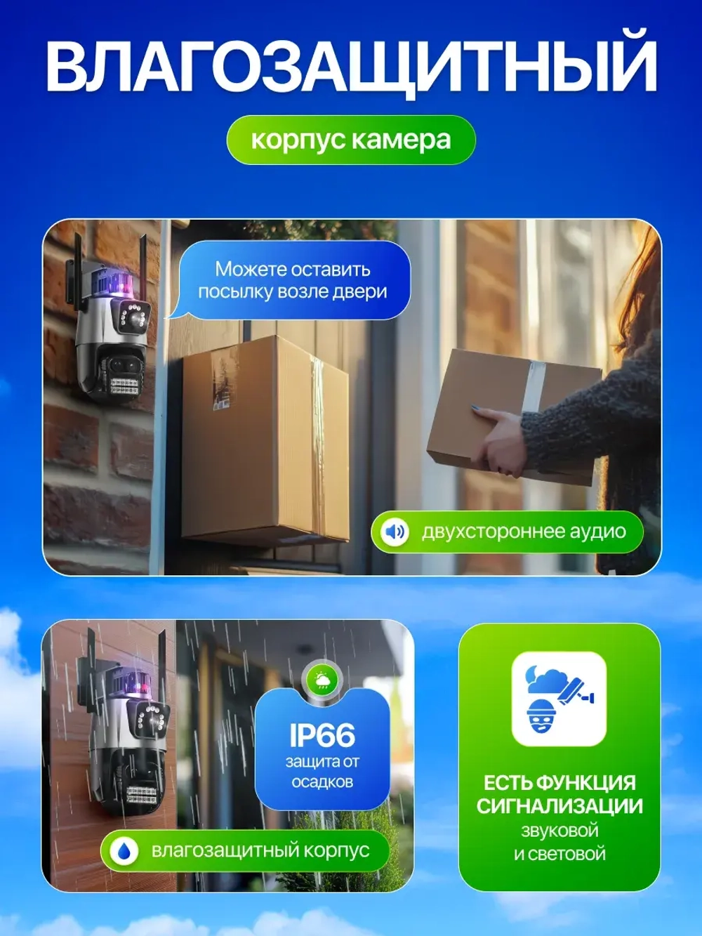 Уличная камера видеонаблюдения 6MP зум 8Х + MicroSD 64Gb
