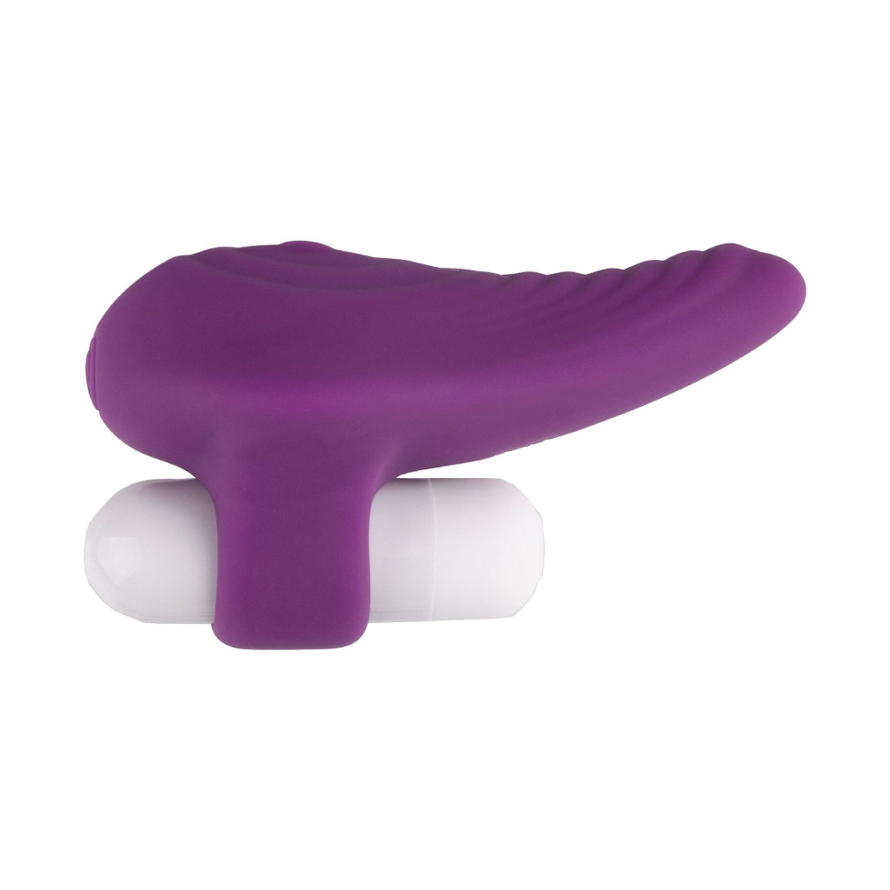 Фиолетовая силиконовая насадка на палец с вибропулей (Цвет: фиолетовый)