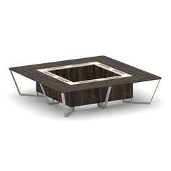 Steel Meet Стол переговорный квадратный KM-PR.B.SP-16K Дуб Мали/Ваниль Глянец/Металл Серый 3200*3200