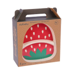 3860794 Набор детской посуды из бамбука «Клубничка», 5 предметов: тарелка, миска, стакан, столовые п