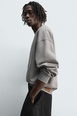 ZARA ТОЛСТОВКА СВОБОДНОГО КРОЯ, СЕРЫЙ МЕЛАНЖ