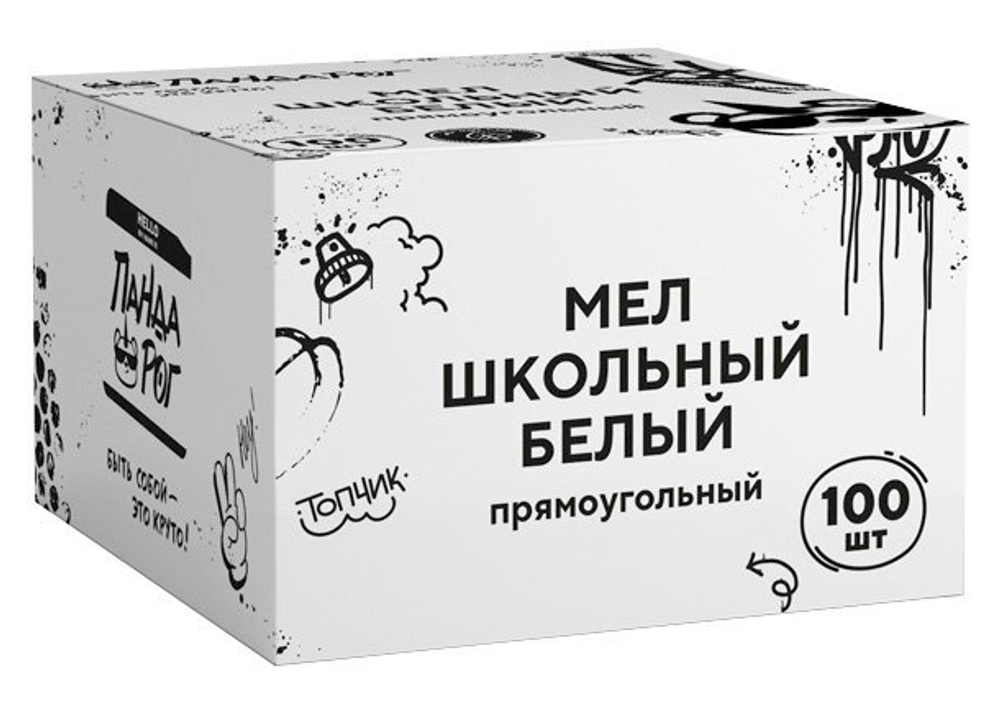 Мел ПандаРог белый, школьный, 12,5 г, 100 штук в упаковке