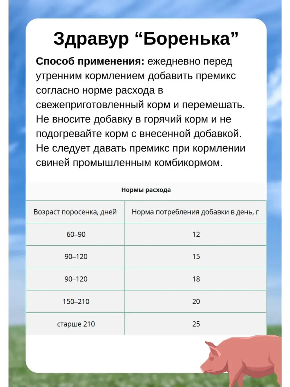Здравур Боренька для поросят 600гр *4шт