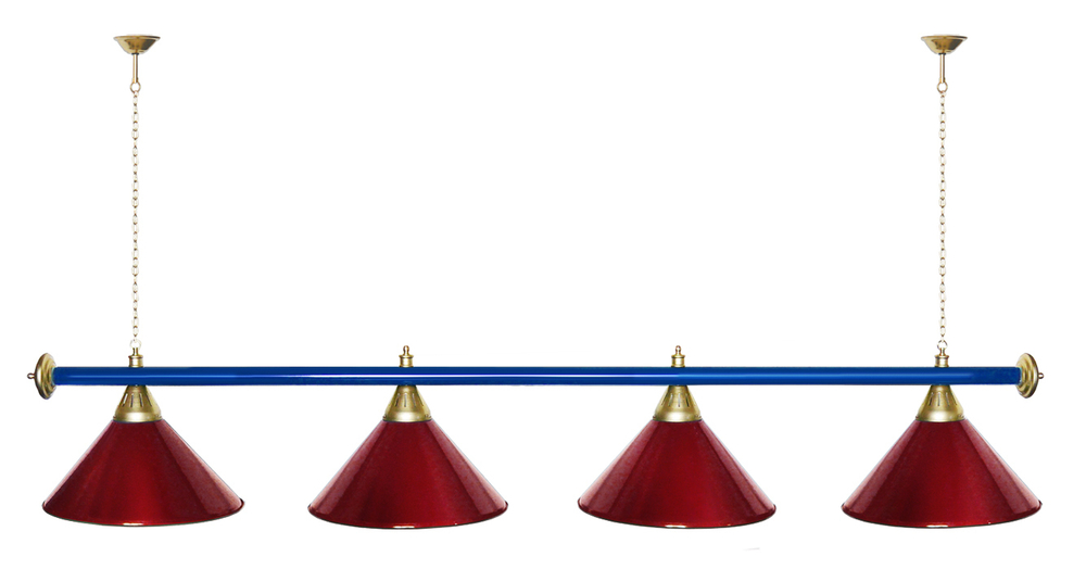 Лампа STARTBILLIARDS 4 пл. (плафоны зеленые,штанга зеленая,фурнитура золото)