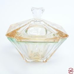 Конфетница с крышкой зеленая Bohemia Gold Metropolitan 22 см