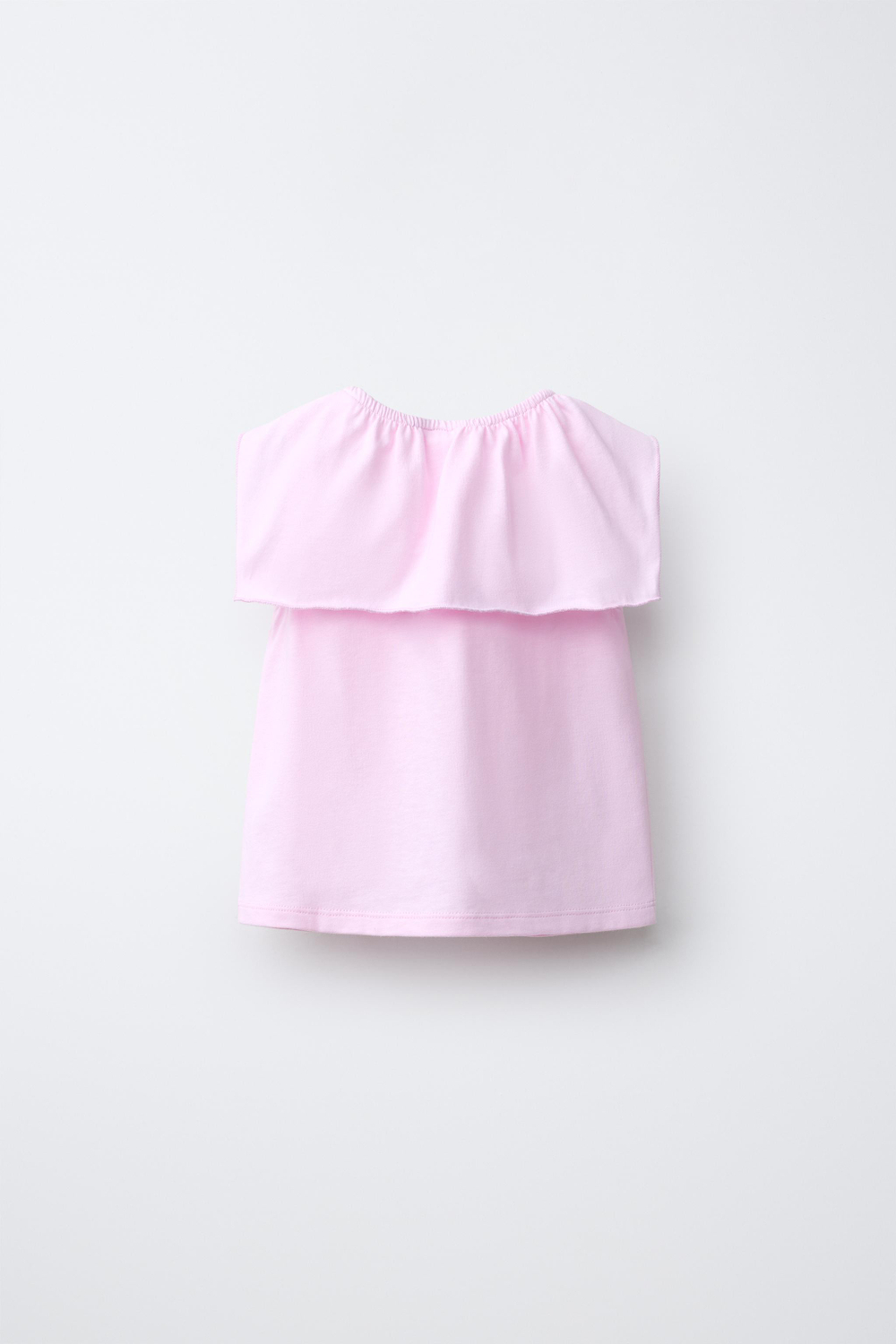 ZARA ФУТБОЛКА С ВОЛАНАМИ, РОЗОВЫЙ/ЛИЛОВЫЙ