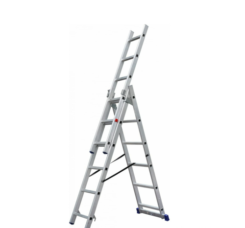 Лестница алюминиевая трёхсекционная 8 ступеней СИЛАЧ