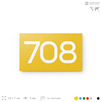 Номер на дверь 708, табличка на дверь для офиса, квартиры, кабинета, аудитории, склада, желтая 120х70 мм, Айдентика Технолоджи