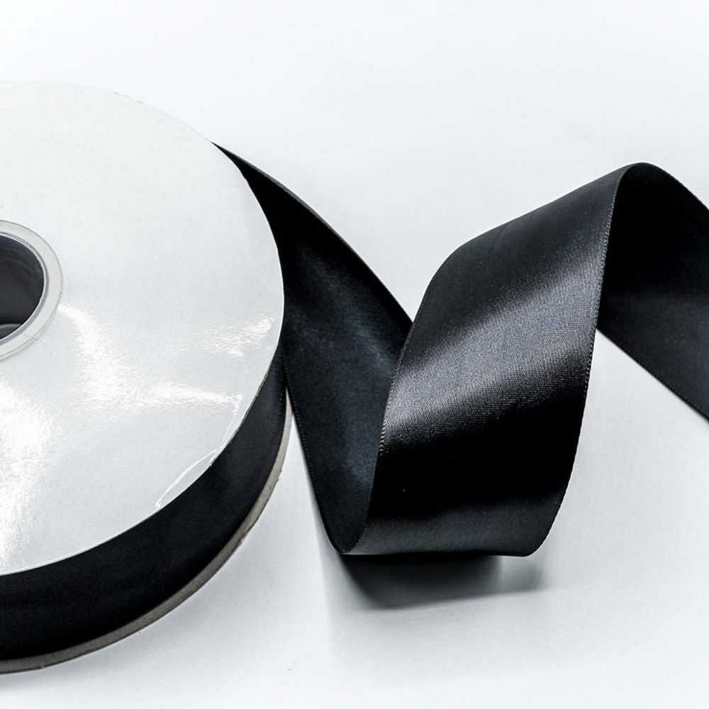 Лента Атласная 5см х 110м Полиэстер класс А (Черный)