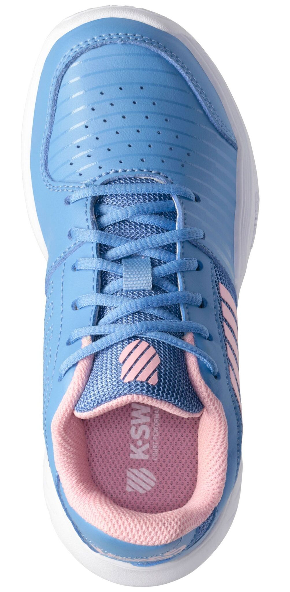 детские Кроссовки теннисные K-Swiss Court Express Omni - silver lake blue/white/orchid pink