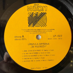 Винтажная виниловая пластинка LP Urszula Sipinska Урсула Сипинска W Podrozy (Польша 1981)