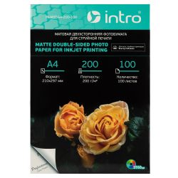 Фотобумага Intro MTDA4-200-100 матовая двусторонняя 200g/м2 А4 100 листов для струйной печати | Intro