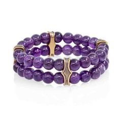 Всевидящее Око - двойной браслет с шармами из бронзы с аметистом 8 мм