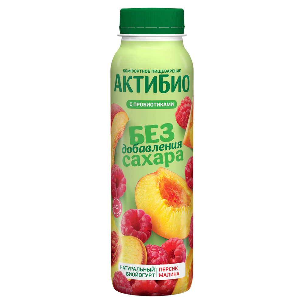АктиБио йогурт питьевой 260гр. Малина-Персик