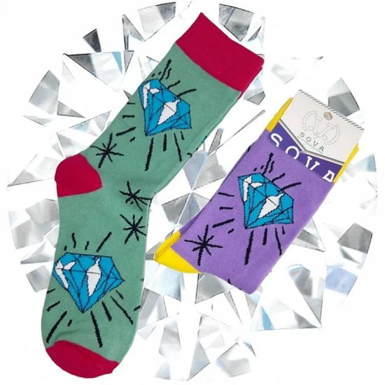 Носки "Лучшие друзья девушек - это бриллианты", р-р 36-43 (св.бирюзовый/розовый)