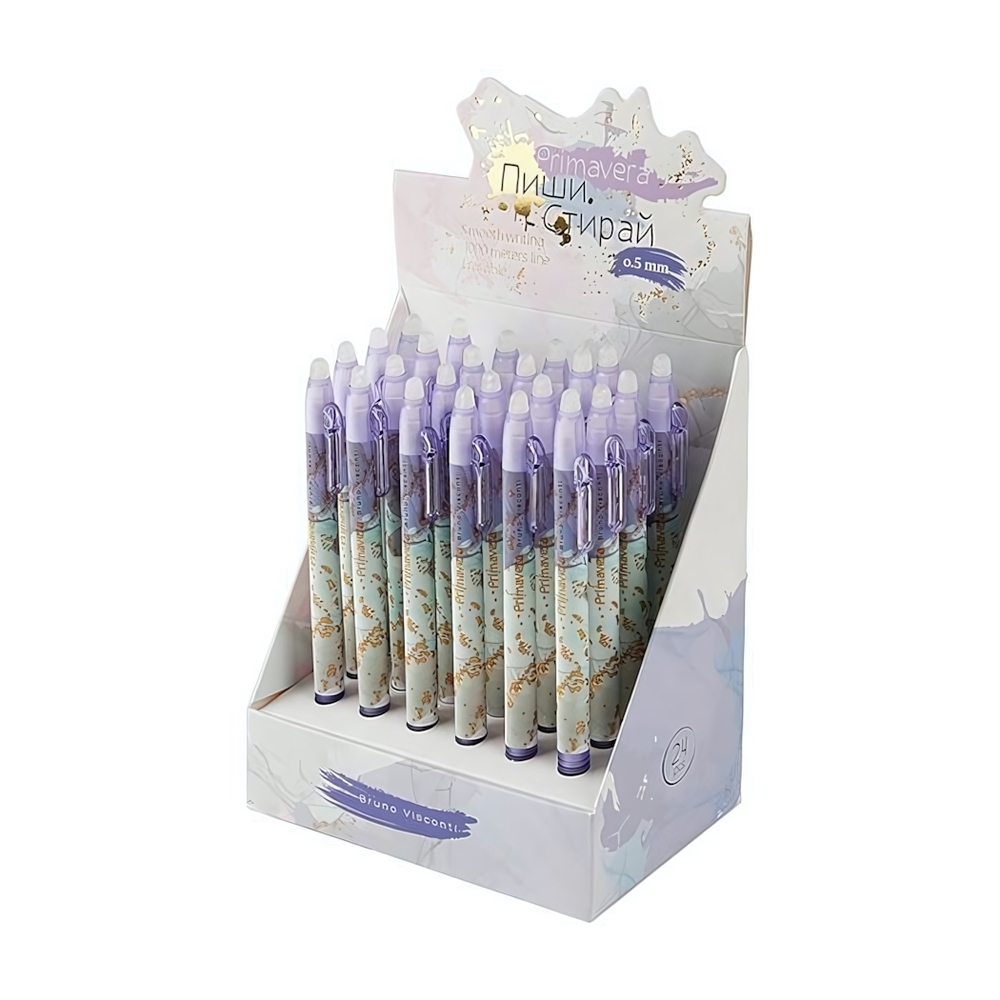 Ручка пиши-стирай гелевая автомат. 0.5мм. синяя "DeleteSlimClick. Primavera" (BrunoVisconti)