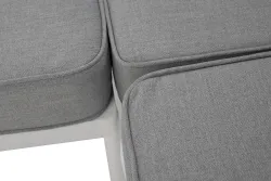 "Канны" диван модульный плетеный из роупа, каркас алюминий белый, роуп светло-серый круглый, ткань светло-серая