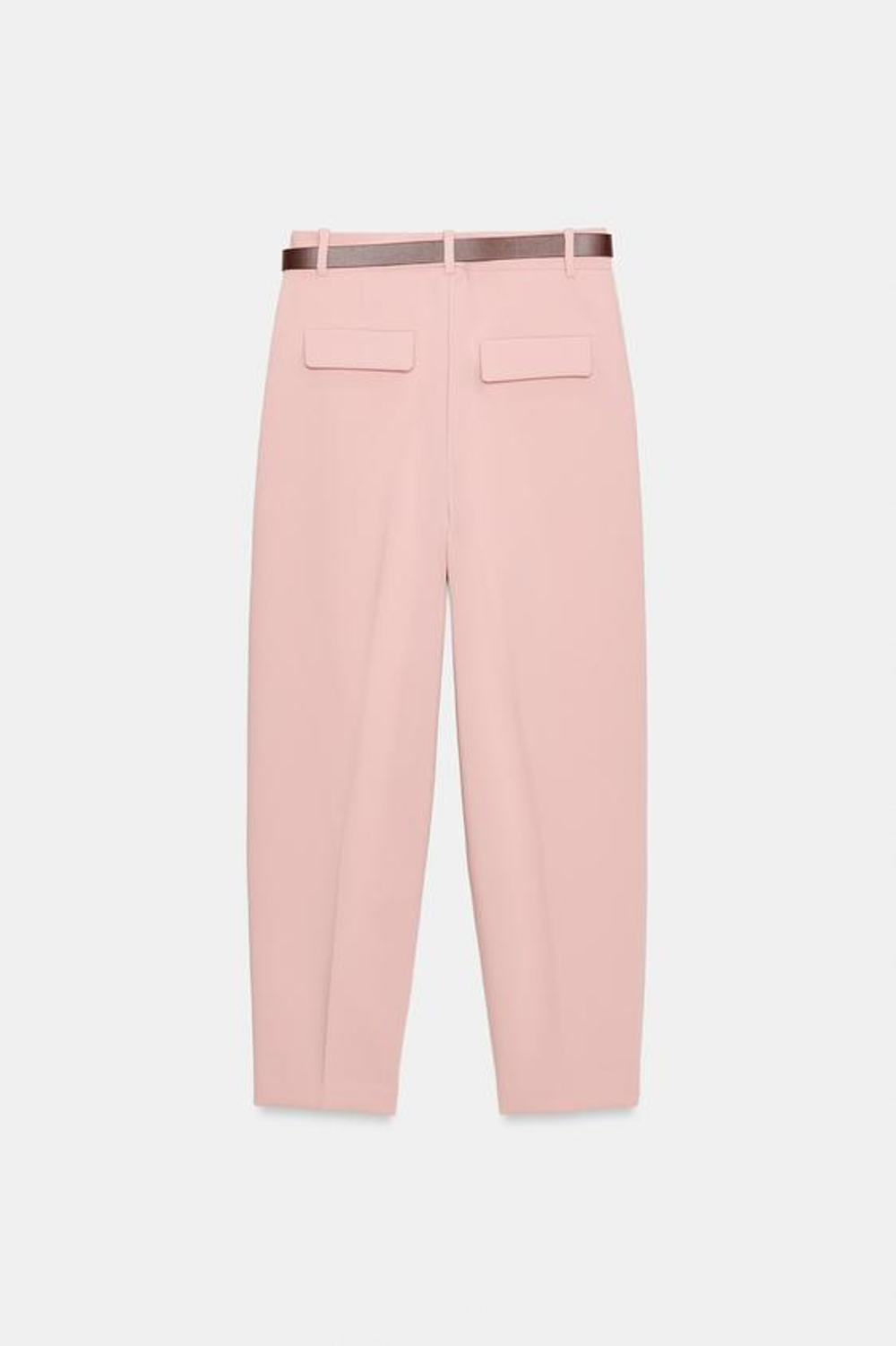 ZARA БРЮКИ С ЗАЩИПАМИ И РЕМНЕМ, СВЕТЛО-РОЗОВЫЙ