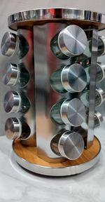 Набор стеклянных баночек для специй на вращающейся подставке