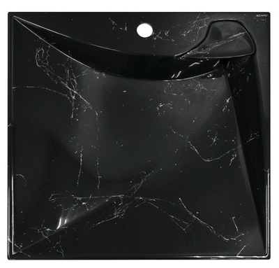 Раковина над стиральной машиной Gratsiy (597*598*90) Черный мрамор+сифон