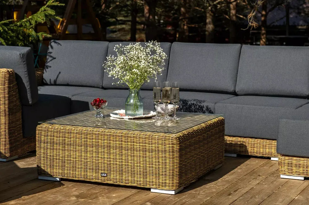 "Капри" трансформирующаяся лаунж-зона из искусственного ротанга, цвет соломенный