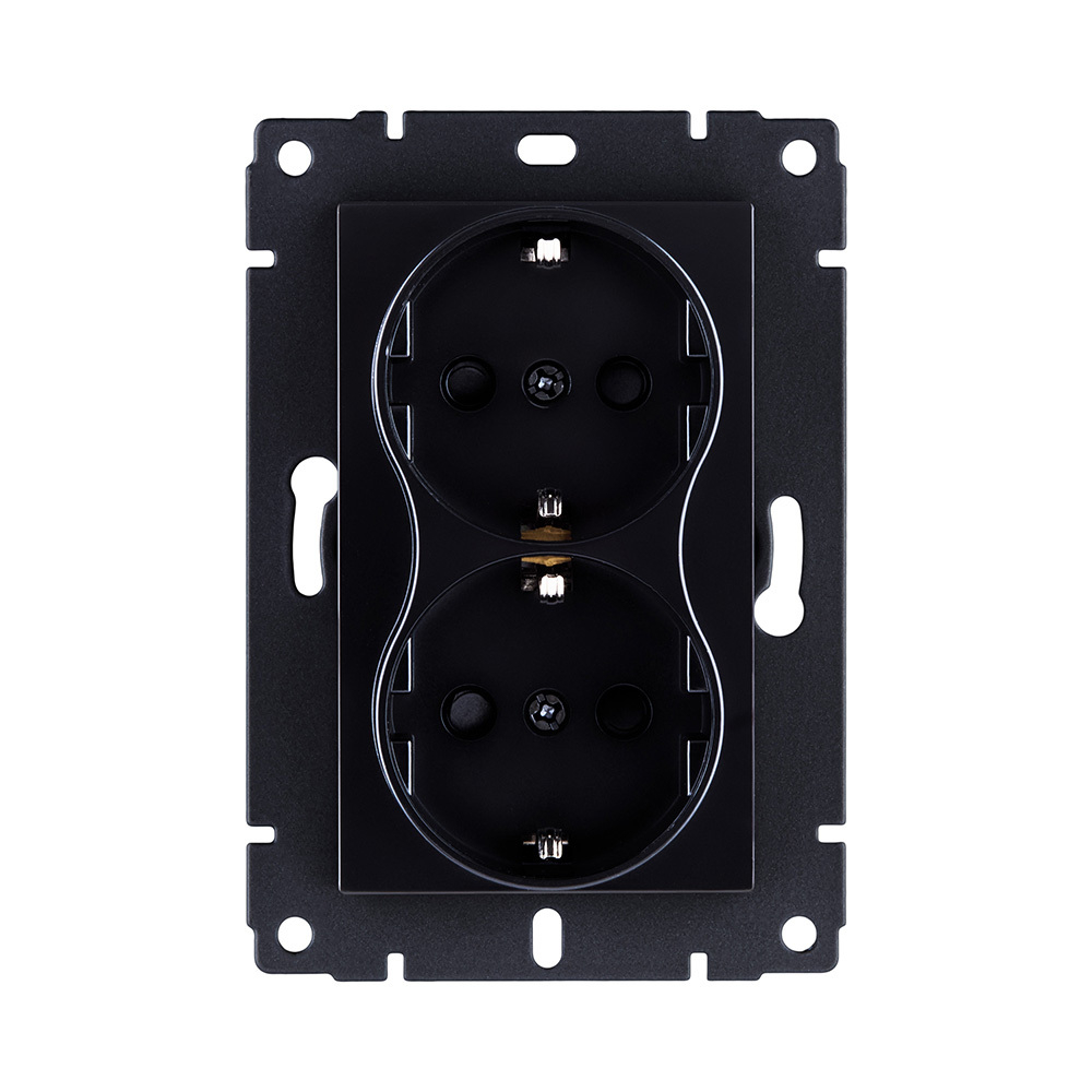 Розетка штепсельная SCHUKO двойная 16A/250 В, черный Kollinger REA-032BK для Aspekt, Eleganz, Reflex