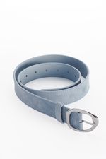 БАЗОВЫЙ РЕМЕНЬ С МЯТОЙ ПРЯЖКОЙ ЗАМША ГОЛУБОЙ