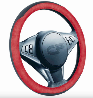 Оплетка на руль круглая CarFashion -М- «BISON» 31297 - Экокожа - черный/красный/красный