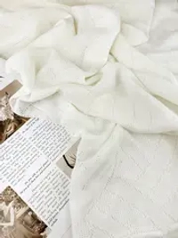 Ажурное вязаное полотно цвет- Молоко, 0,7м