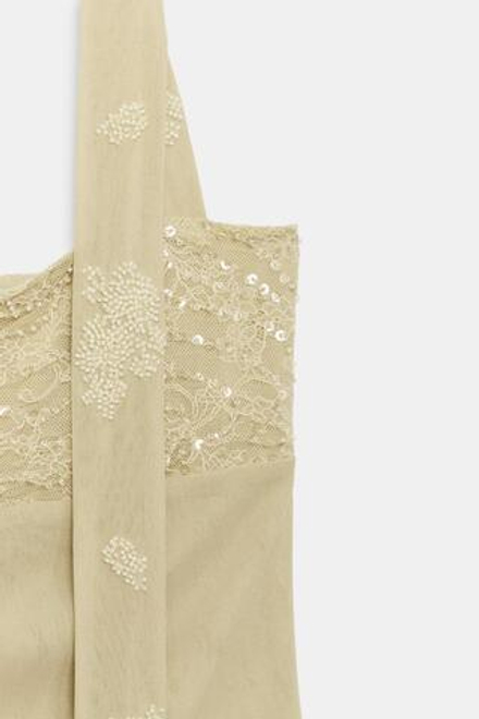 ZARA ТОП ХАЛТЕР С ВЫШИВКОЙ, СВЕТЛО-ЗЕЛЕНЫЙ