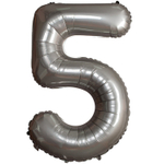 Шар фольгированный Цифра 5 101 см (Серебряный)