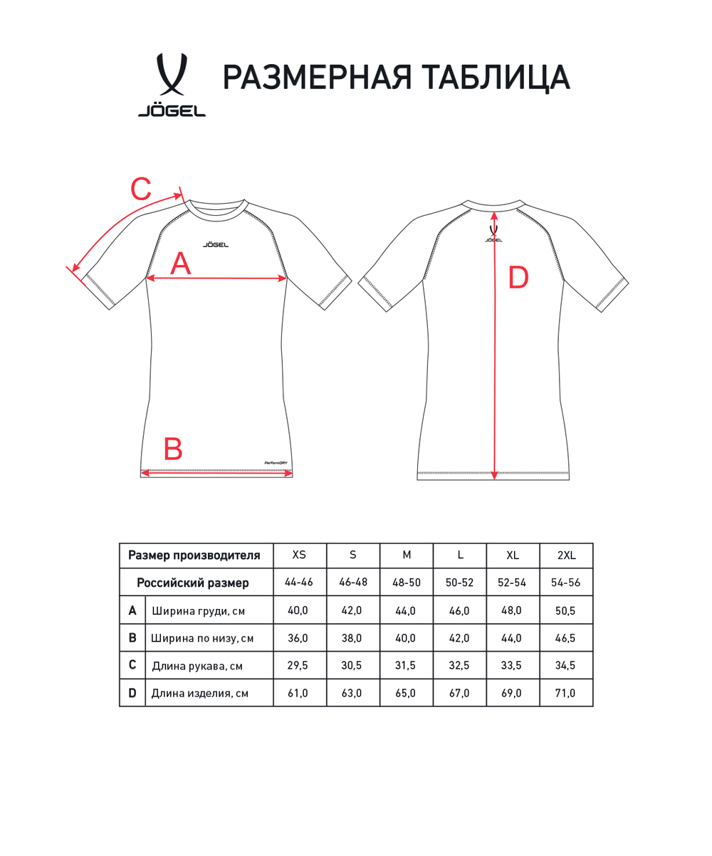 Футболка компрессионная Jögel PerFormDRY Baselayer Tee SS 2, красный