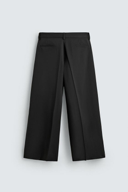 ZARA БРЮКИ WIDE FIT СО СКЛАДКАМИ, ЧЕРНЫЙ