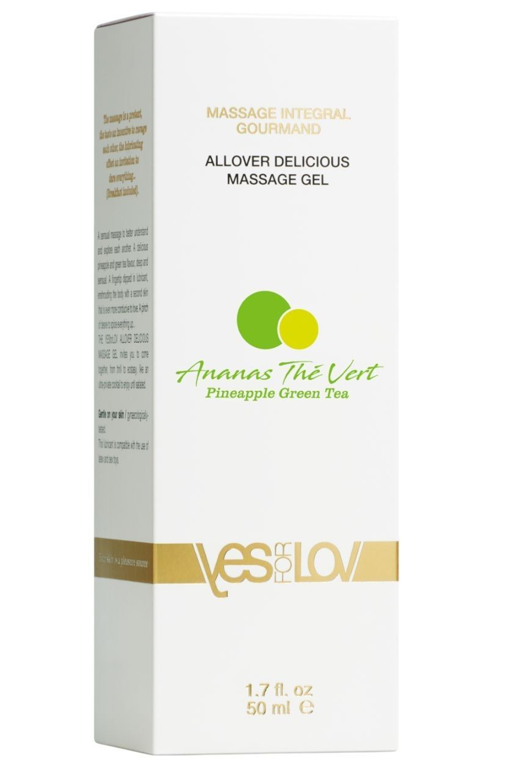 Универсальный массажный гель 3-в-1 Allover Delicious Massage Gel с ароматом ананаса и зеленого чая - 50 мл.