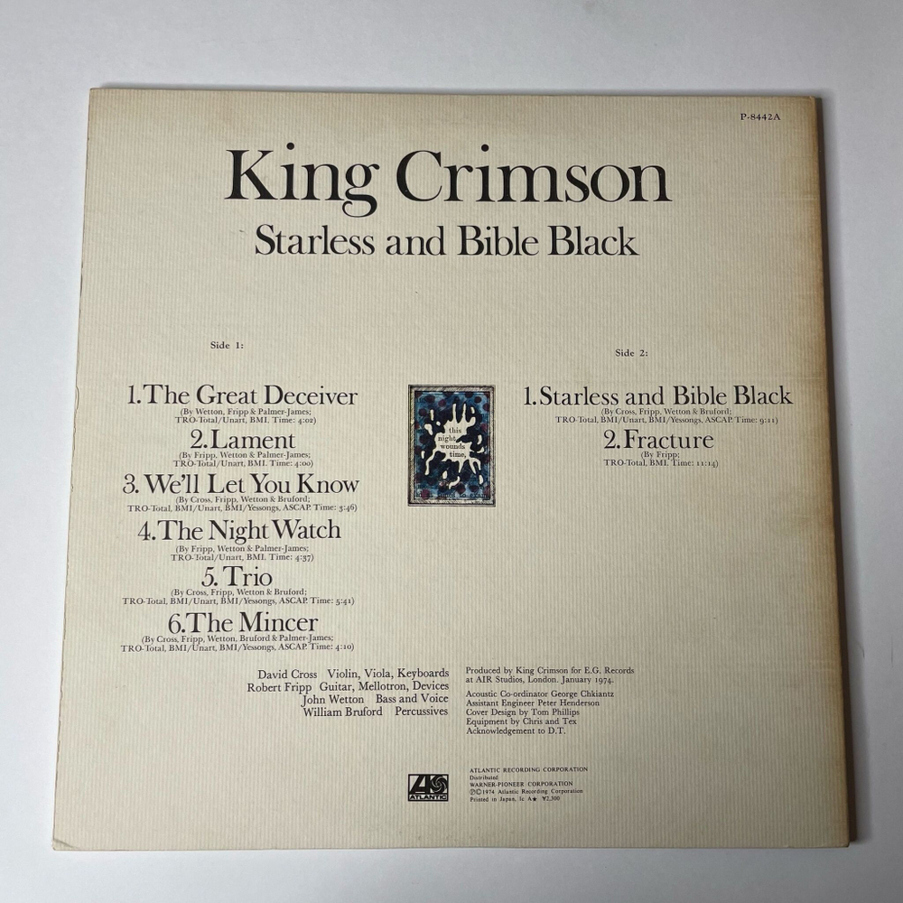 Винтажная виниловая пластинка LP King Crimson Starless And Bible Black (Japan 1974) (Obi) The Night Watch