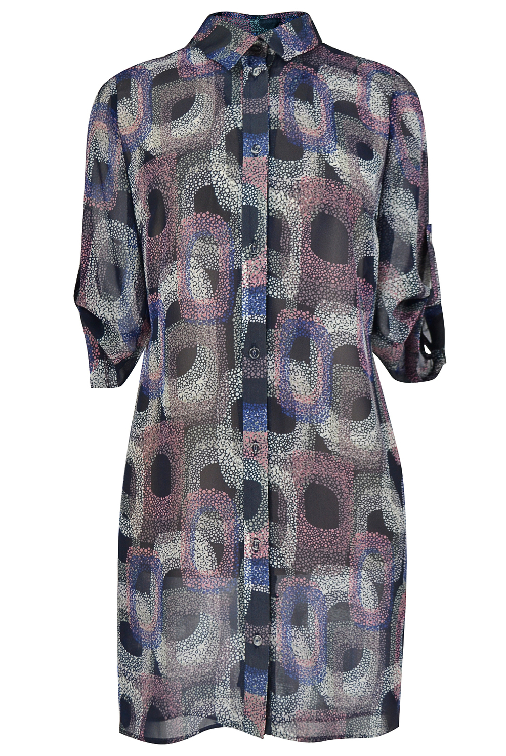 Платье-рубашка 1641Ла, розово-синий #284РСи241641Л